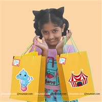 Circus theme Yellow gift bag with tag (set of 6 )
