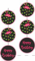 Pink Flamingo Disc Danglers Black