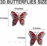 Silver and Red Butterfly Party Decor Stickers- 1 Set