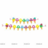 Ice Cream theme Super saver birthday decoration kit (Pack of 58 pieces)