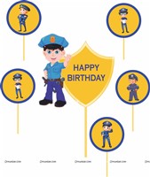 Police Theme Cup Cake Toppers Pack of 12