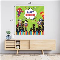 Super Hero Theme Green Background Backdrop 4 feet x 4 feet, Pack of 1