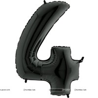 Number 4 Foil Balloon Black - 42 Inches