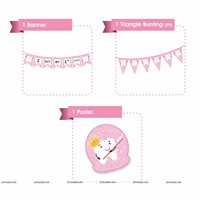 Pink First Tooth Banner, Triangle Bunting and Tooth Poster Kit (Pack of 3)