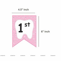 Pink First Tooth Banner, Triangle Bunting and Tooth Poster Kit (Pack of 3)