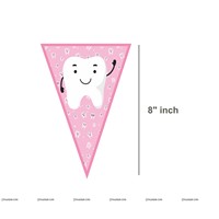 Pink First Tooth Banner, Triangle Bunting and Tooth Poster Kit (Pack of 3)