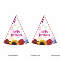 Flower Theme Party Hats Decoration Kits, Pack of 59