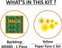 Haldi function Banana Leaf Backdrop with Yellow Paper Fans