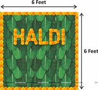 Haldi function Banana Leaf Backdrop with Yellow Paper Fans