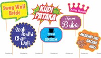 Mehendi Gold Foil Balloon,Lantern and Paper Fan Curtain Kit with Photo Props