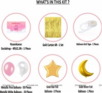 Pink Naming Ceremony Backdrop Banner Kit for Baby Girl (Pack of 66 pcs)